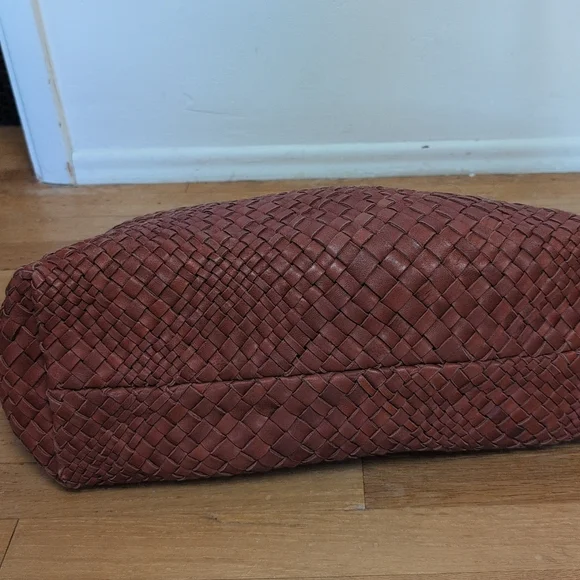 Falorni Luxury Woven Soft Leather Tote NWOT Reddish Brown - Picture 7 of 16